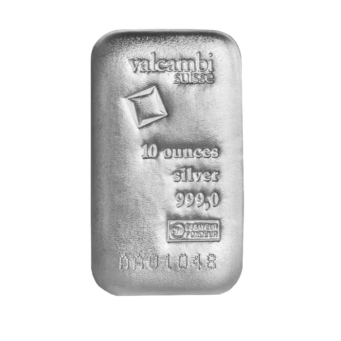 Lingot d'argent 10 oz — fonderie Valcambi