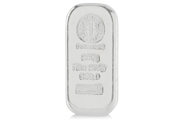 Lingot d'argent 250 g — fonderie Argor-Heraeus