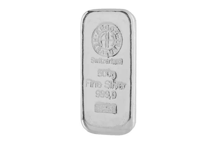 Lingot d'argent 500 g — fonderie Argor-Heraeus